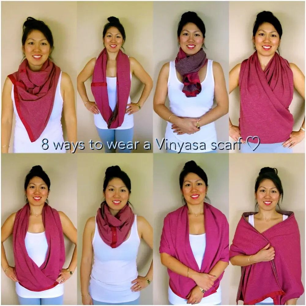 Lululemon Vinyasa Wrap multiway scarf gray white mini stripe